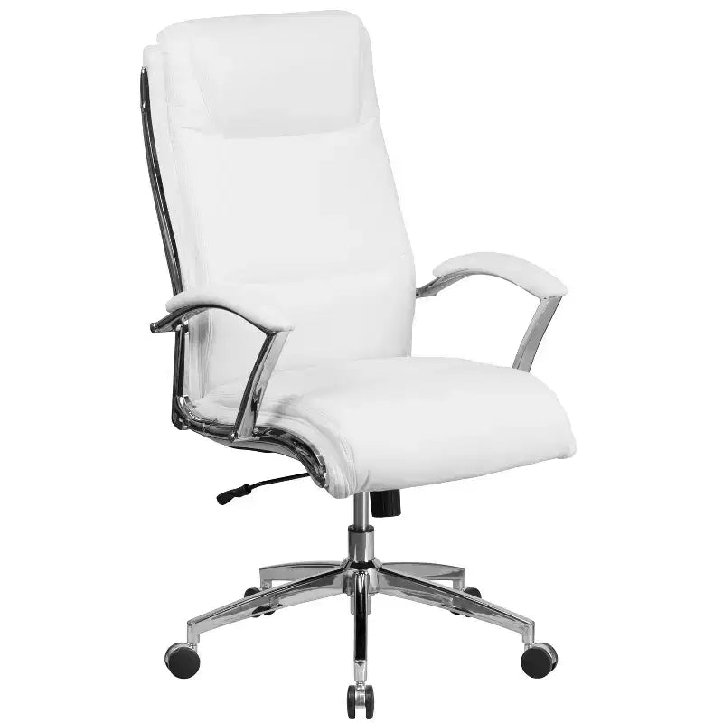 Flash Furniture High Back Designer Smooth Upholstered Executive Swivel Office Chair with Chrome Base and Arms