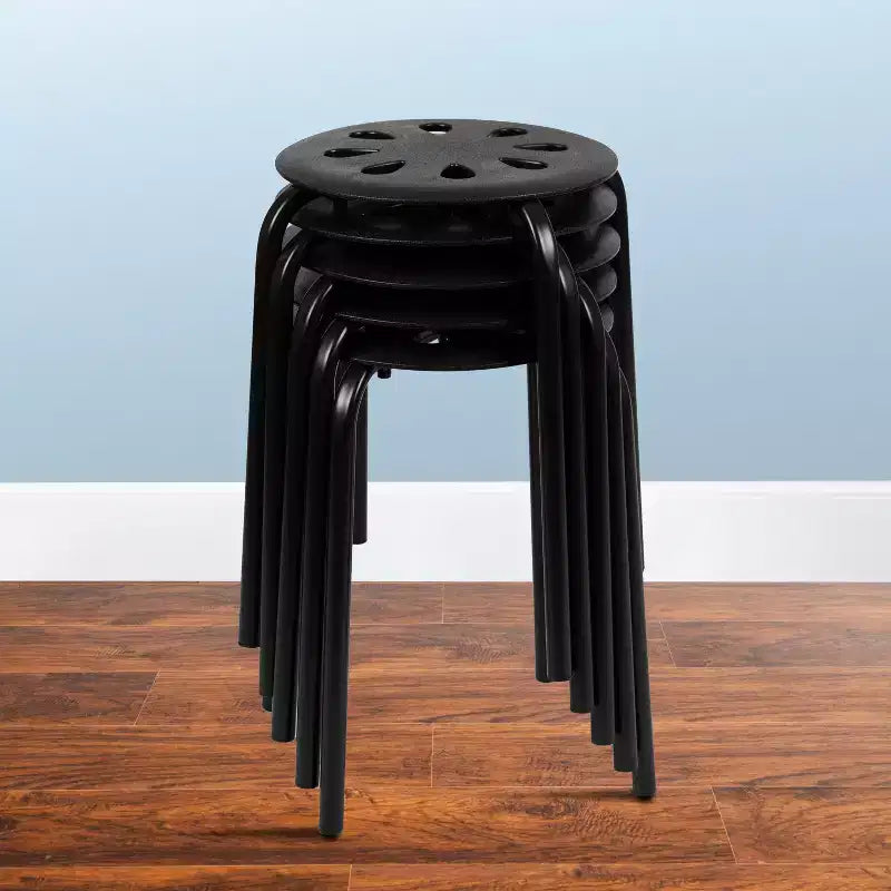 Flash Furniture Plastic Nesting Stack Stools, 17.5Height (5 Pack)