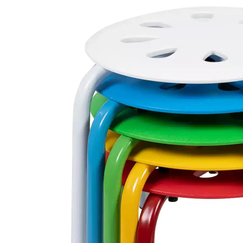 Flash Furniture Plastic Nesting Stack Stools, 17.5Height (5 Pack)