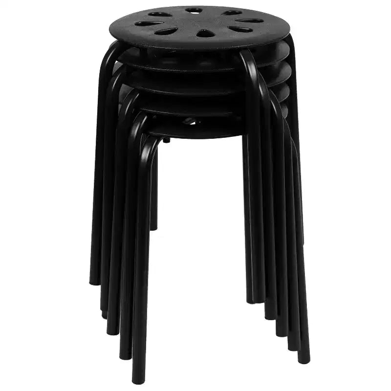 Flash Furniture Plastic Nesting Stack Stools, 17.5Height (5 Pack)