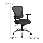 Sedia da ufficio girevole Flash Furniture con schienale medio in mesh, base e braccioli cromati