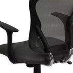 Sedia da ufficio girevole Flash Furniture con schienale medio in mesh, base e braccioli cromati