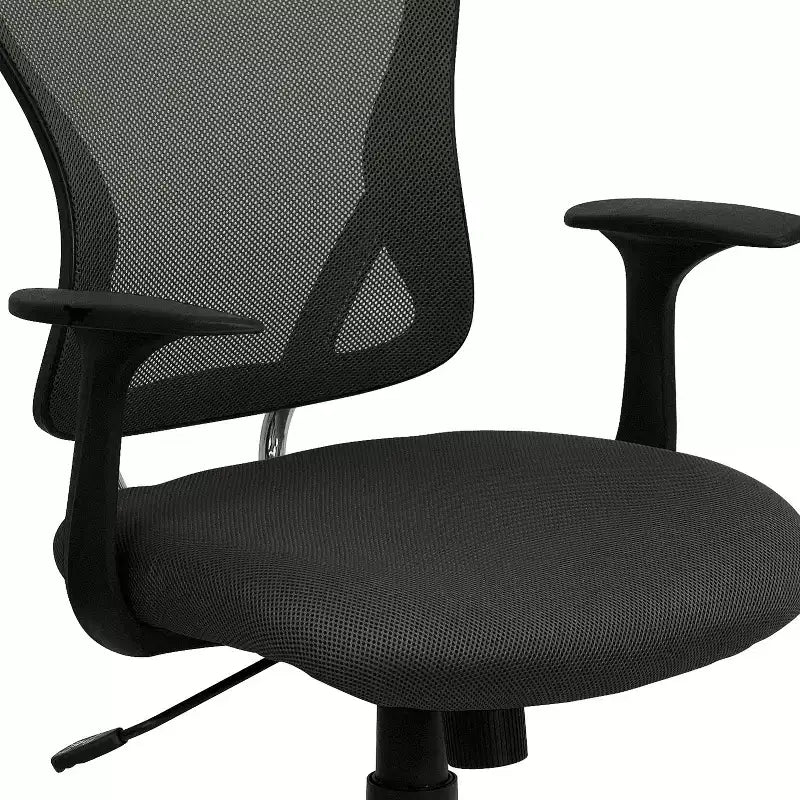Sedia da ufficio girevole Flash Furniture con schienale medio in mesh, base e braccioli cromati