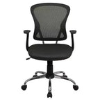 Sedia da ufficio girevole Flash Furniture con schienale medio in mesh, base e braccioli cromati