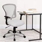 Sedia da ufficio girevole Flash Furniture con schienale medio in mesh, base e braccioli cromati