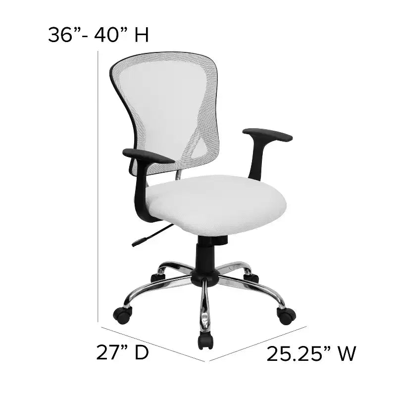 Sedia da ufficio girevole Flash Furniture con schienale medio in mesh, base e braccioli cromati
