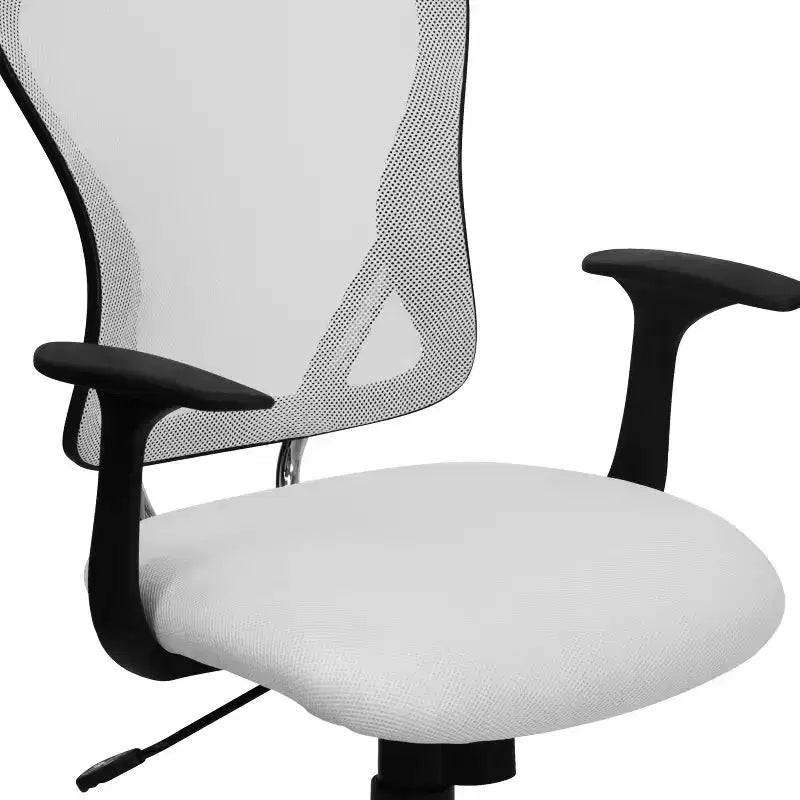 Sedia da ufficio girevole Flash Furniture con schienale medio in mesh, base e braccioli cromati