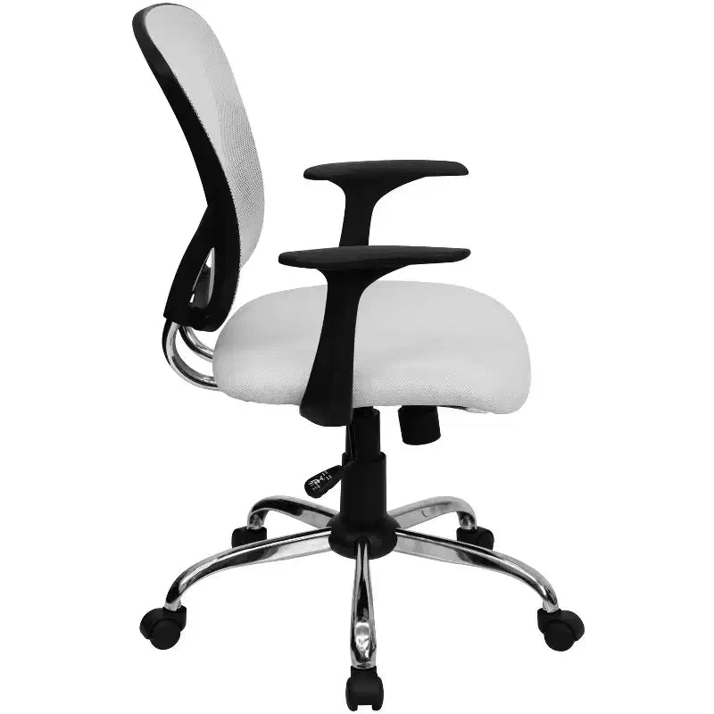 Sedia da ufficio girevole Flash Furniture con schienale medio in mesh, base e braccioli cromati