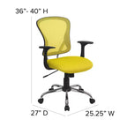 Sedia da ufficio girevole Flash Furniture con schienale medio in mesh, base e braccioli cromati