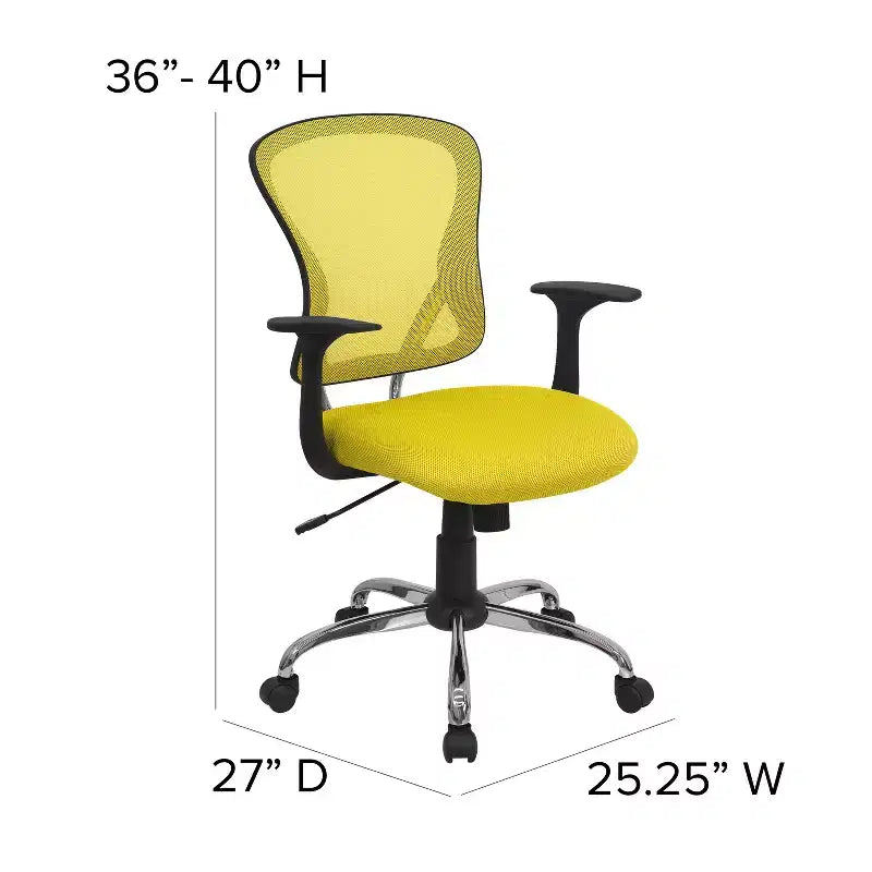 Sedia da ufficio girevole Flash Furniture con schienale medio in mesh, base e braccioli cromati