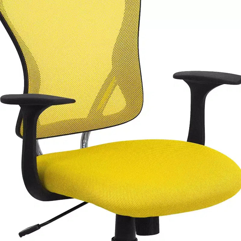 Sedia da ufficio girevole Flash Furniture con schienale medio in mesh, base e braccioli cromati