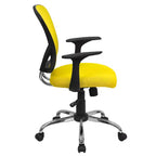 Sedia da ufficio girevole Flash Furniture con schienale medio in mesh, base e braccioli cromati