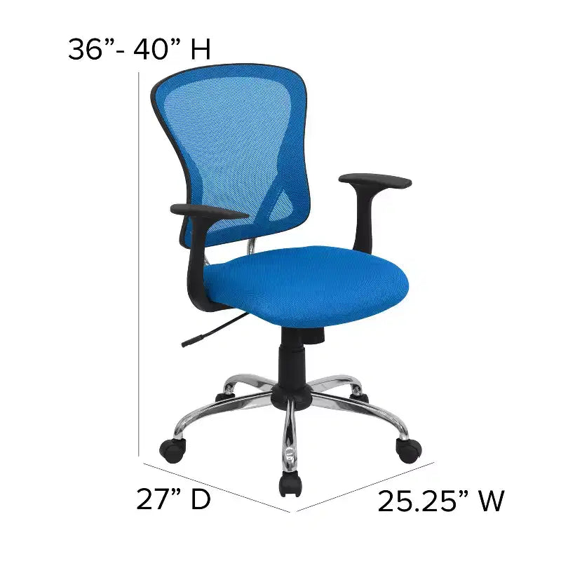 Sedia da ufficio girevole Flash Furniture con schienale medio in mesh, base e braccioli cromati