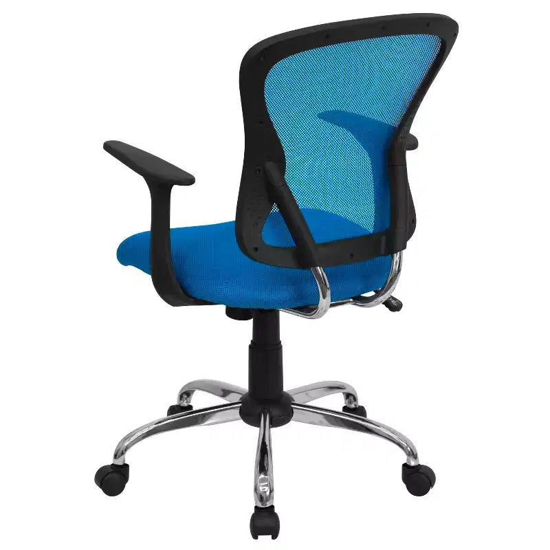 Sedia da ufficio girevole Flash Furniture con schienale medio in mesh, base e braccioli cromati