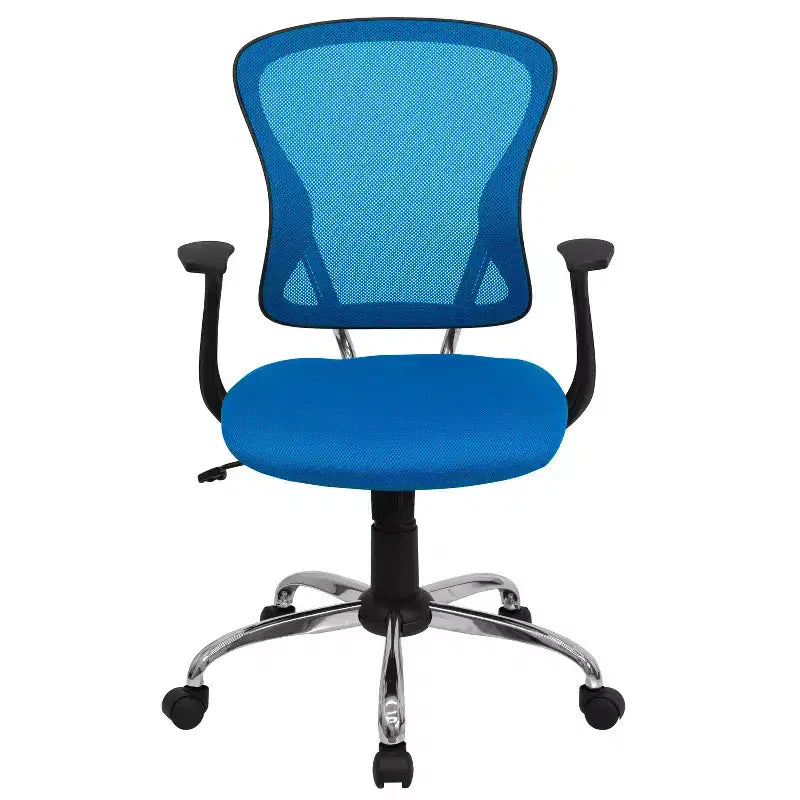 Sedia da ufficio girevole Flash Furniture con schienale medio in mesh, base e braccioli cromati
