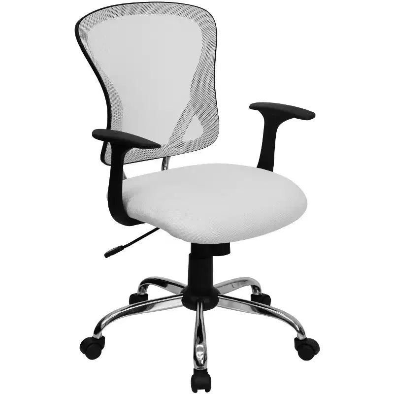 Sedia da ufficio girevole Flash Furniture con schienale medio in mesh, base e braccioli cromati