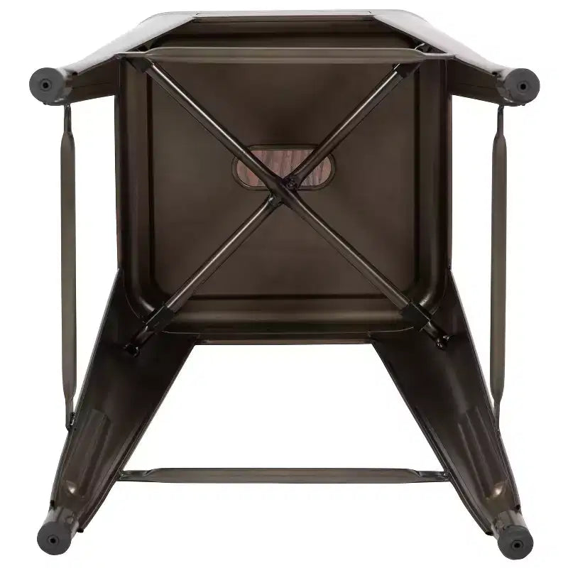 Flash Furniture 30 High Metal Indoor Bar Stool with Wood Seat - Stackable Set of 4