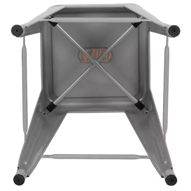 Flash Furniture 30 High Metal Indoor Bar Stool with Wood Seat - Stackable Set of 4