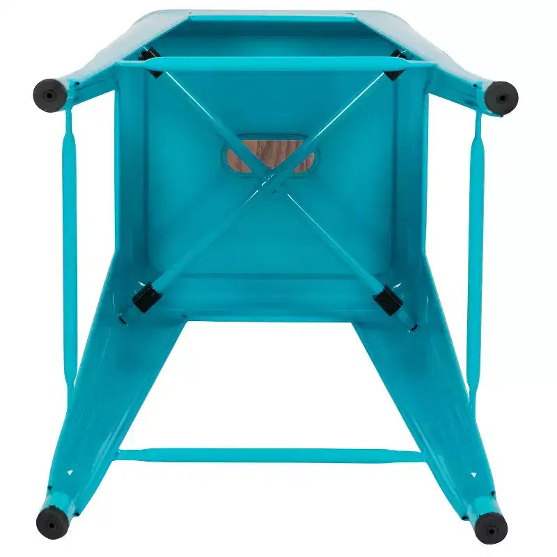 Flash Furniture 30 High Metal Indoor Bar Stool with Wood Seat - Stackable Set of 4