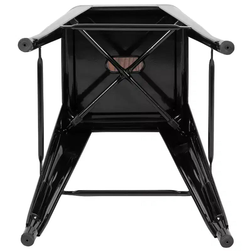 Flash Furniture 30 High Metal Indoor Bar Stool with Wood Seat - Stackable Set of 4