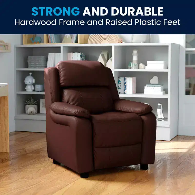 Flash Furniture Deluxe Padded Contemporary Kids Recliner with Storage Arms