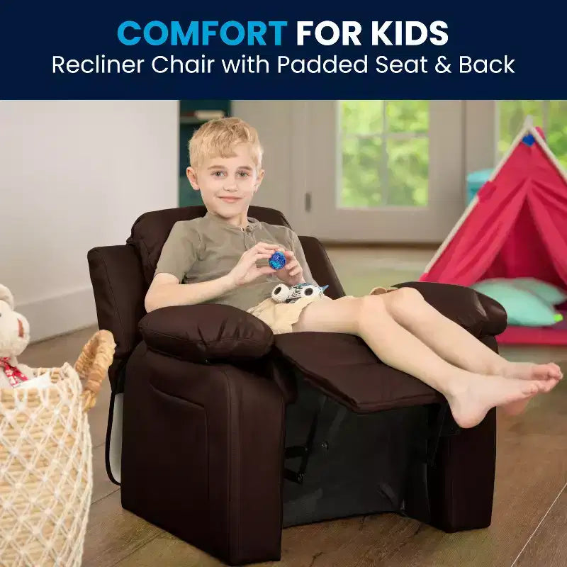 Flash Furniture Deluxe Padded Contemporary Kids Recliner with Storage Arms