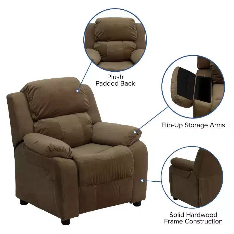 Flash Furniture Deluxe Padded Contemporary Kids Recliner with Storage Arms