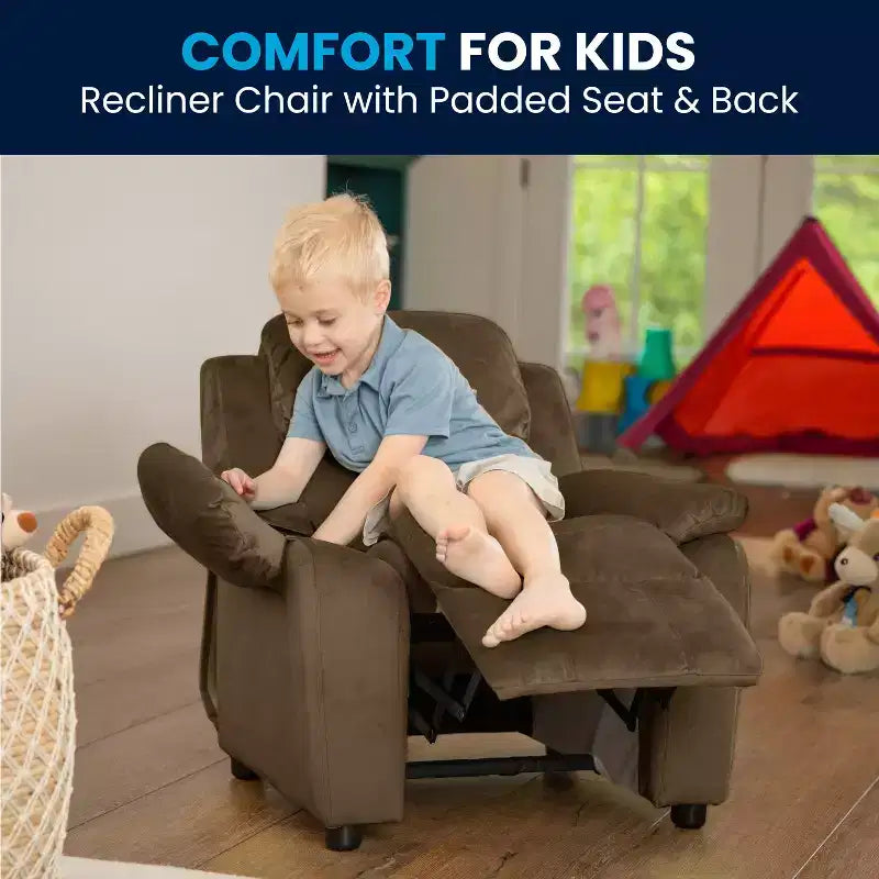 Flash Furniture Deluxe Padded Contemporary Kids Recliner with Storage Arms