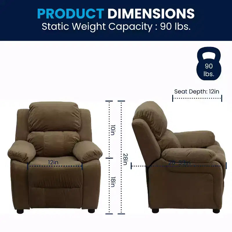 Flash Furniture Deluxe Padded Contemporary Kids Recliner with Storage Arms