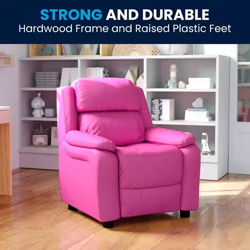 Flash Furniture Deluxe Padded Contemporary Kids Recliner with Storage Arms