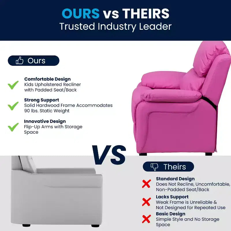 Flash Furniture Deluxe Padded Contemporary Kids Recliner with Storage Arms