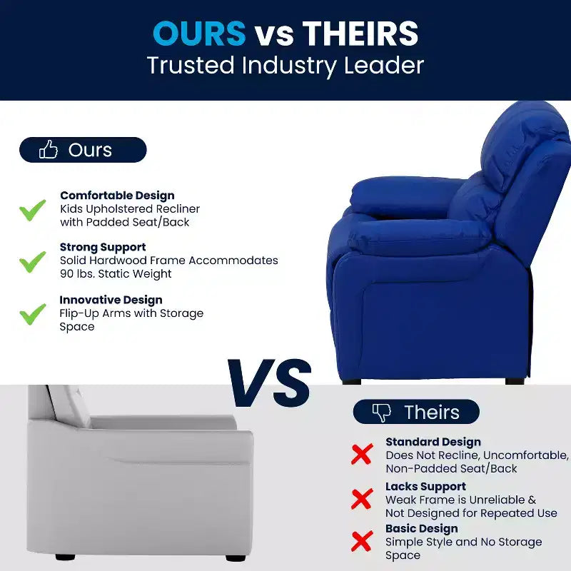 Flash Furniture Deluxe Padded Contemporary Kids Recliner with Storage Arms