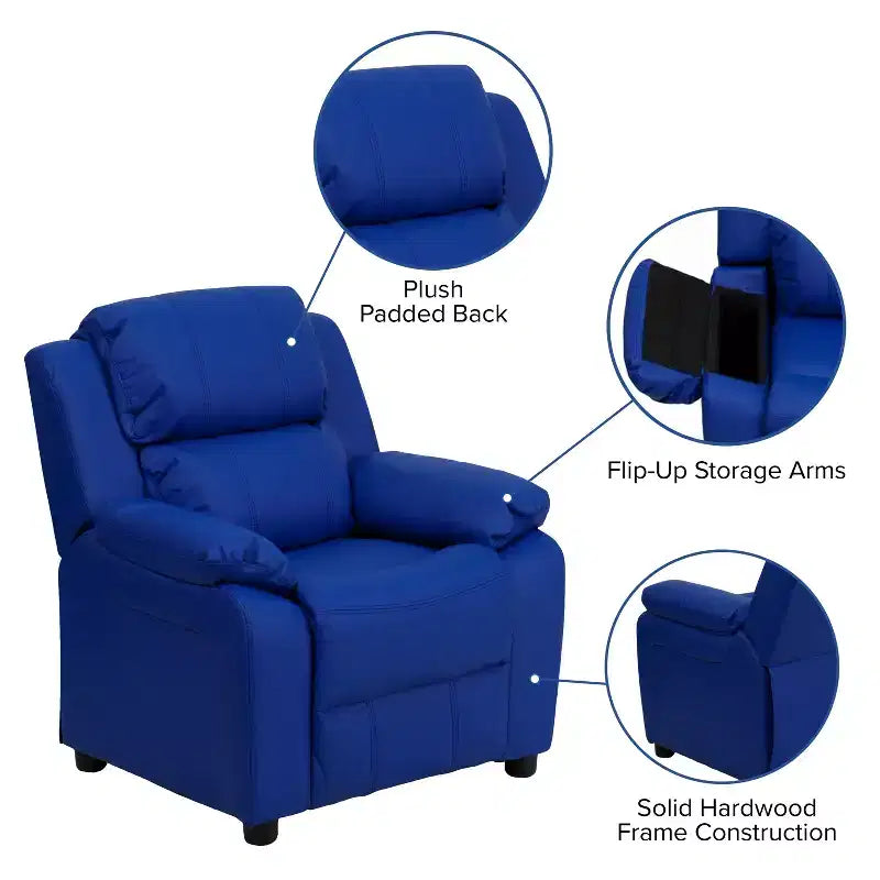 Flash Furniture Deluxe Padded Contemporary Kids Recliner with Storage Arms