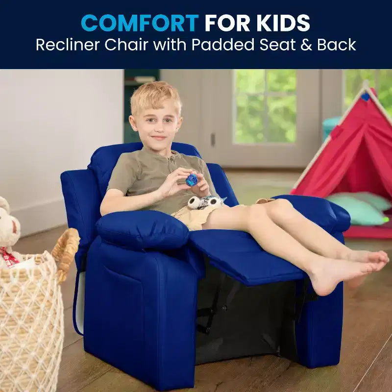 Flash Furniture Deluxe Padded Contemporary Kids Recliner with Storage Arms