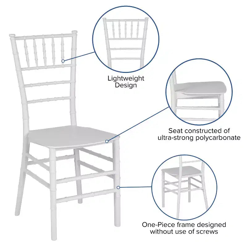 Flash Furniture Sedia Chiavari impilabile in resina serie HERCULES