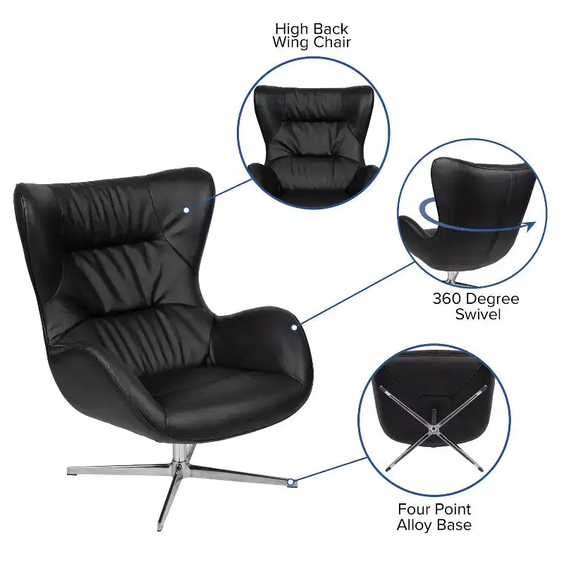 Flash Furniture Home and Office Retro Swivel Wing Accent Chair