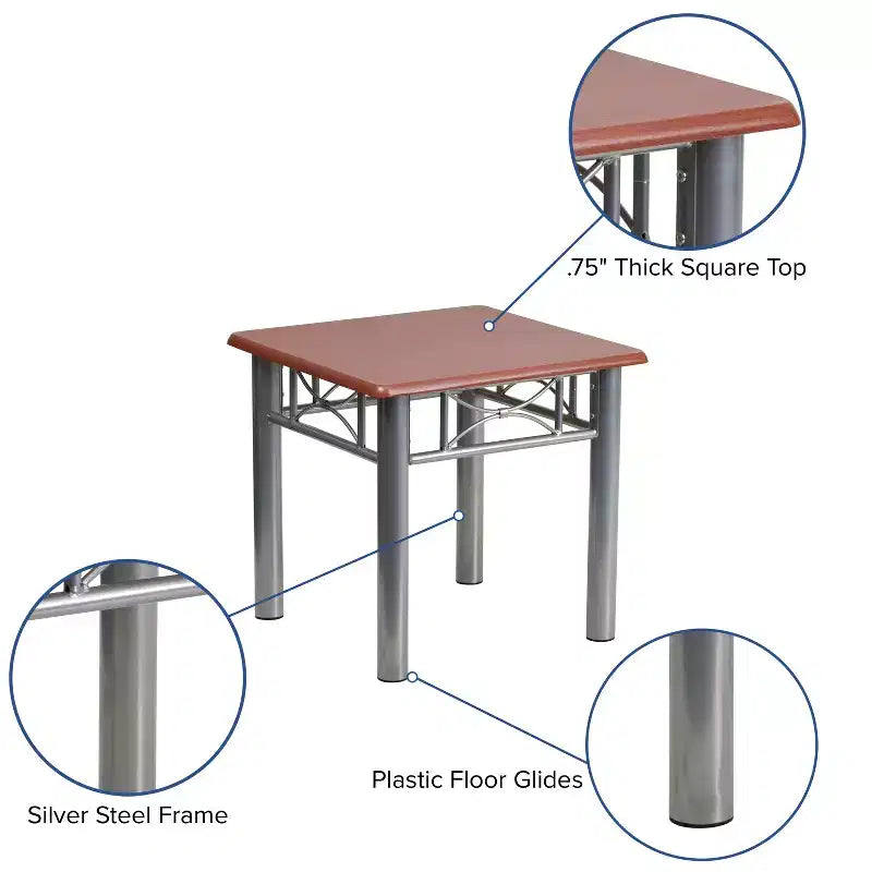 Emma and Oliver Laminate End Table with Steel Frame