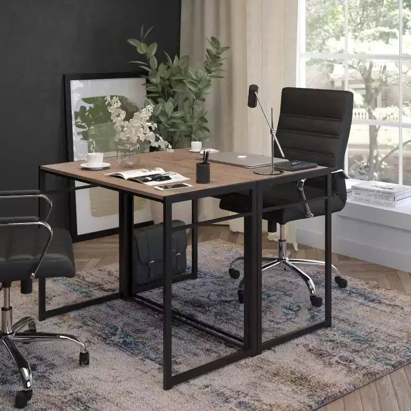 Emma and Oliver 40 Rustic Home Office Folding Computer Desk - Laptop Desk