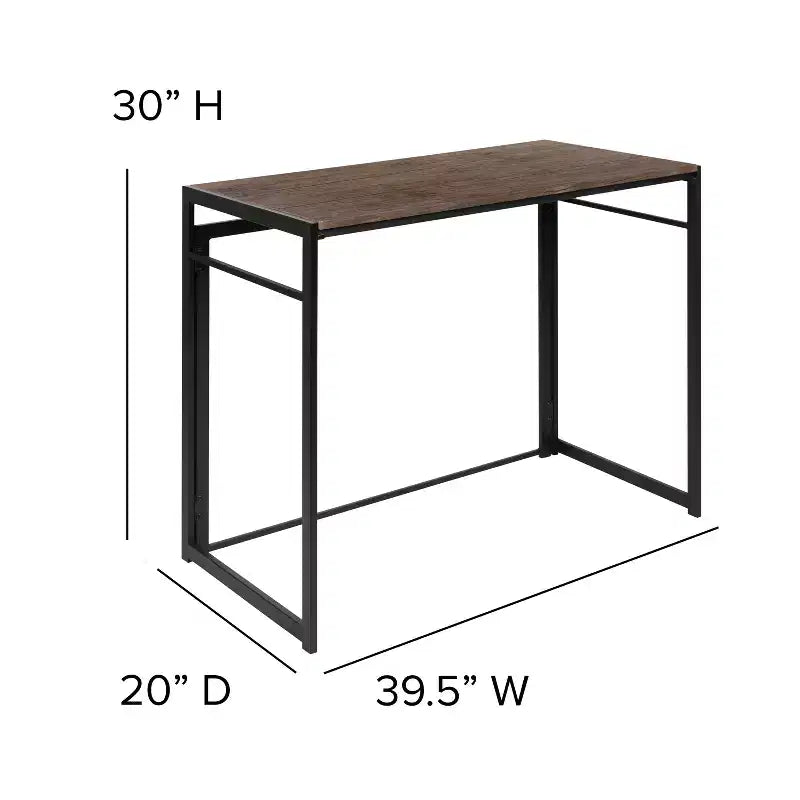 Emma and Oliver 40 Rustic Home Office Folding Computer Desk - Laptop Desk