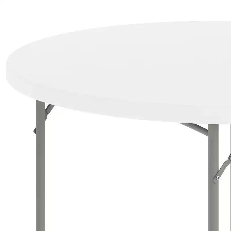 Emma and Oliver 4-Foot Round Granite White Plastic Folding Table - Banquet / Event Folding Table
