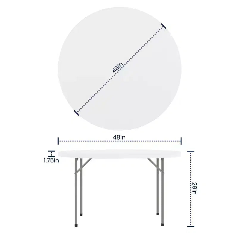 Emma and Oliver 4-Foot Round Granite White Plastic Folding Table - Banquet / Event Folding Table