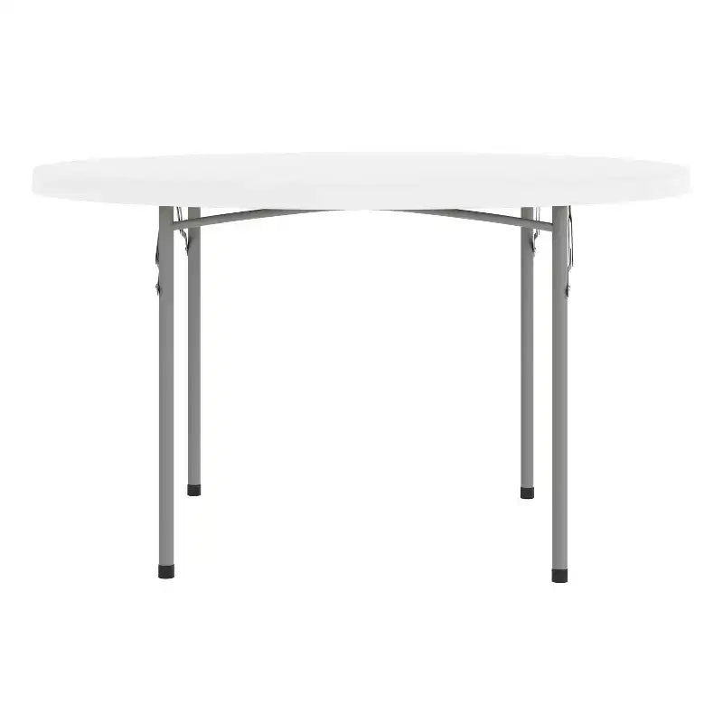 Emma and Oliver 4-Foot Round Granite White Plastic Folding Table - Banquet / Event Folding Table