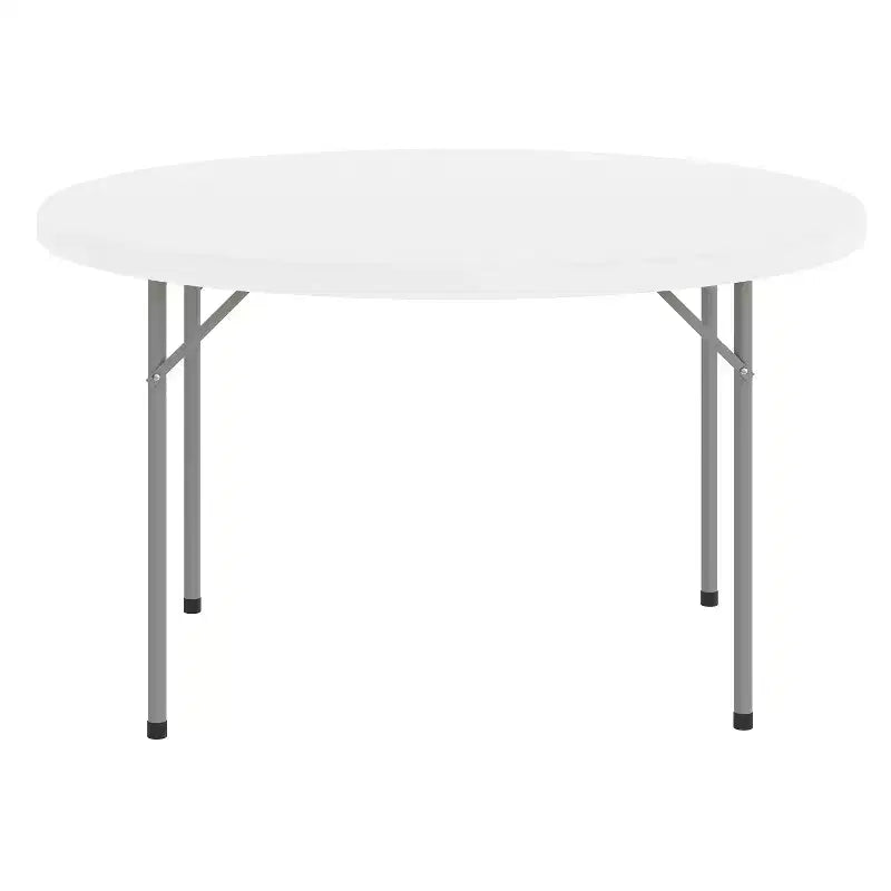 Emma and Oliver 4-Foot Round Granite White Plastic Folding Table - Banquet / Event Folding Table