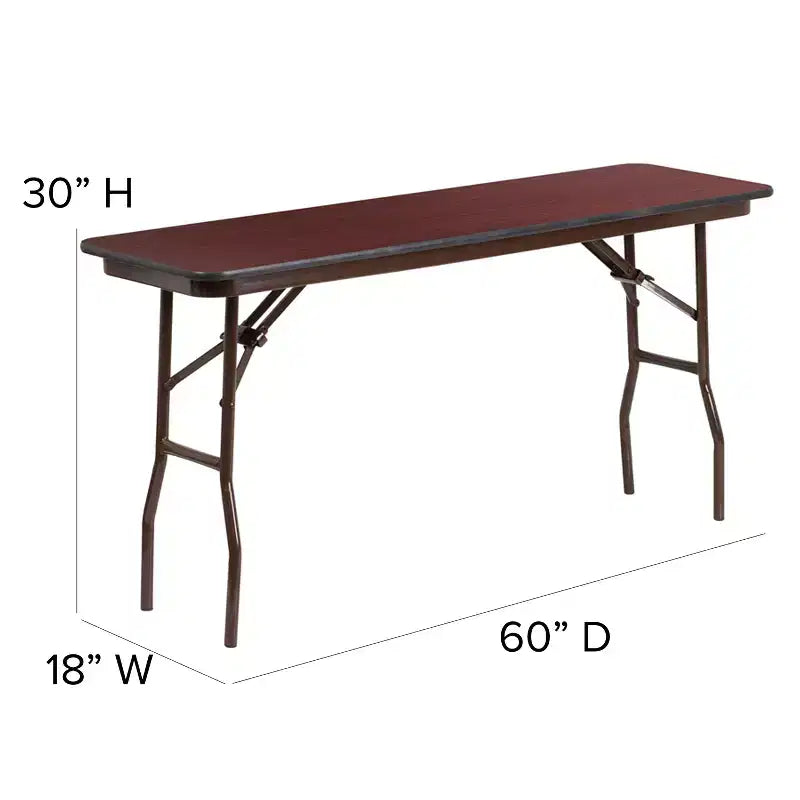 Emma and Oliver 5-Foot Mahogany Melamine Laminate Folding Training/Seminar Table - Event Table