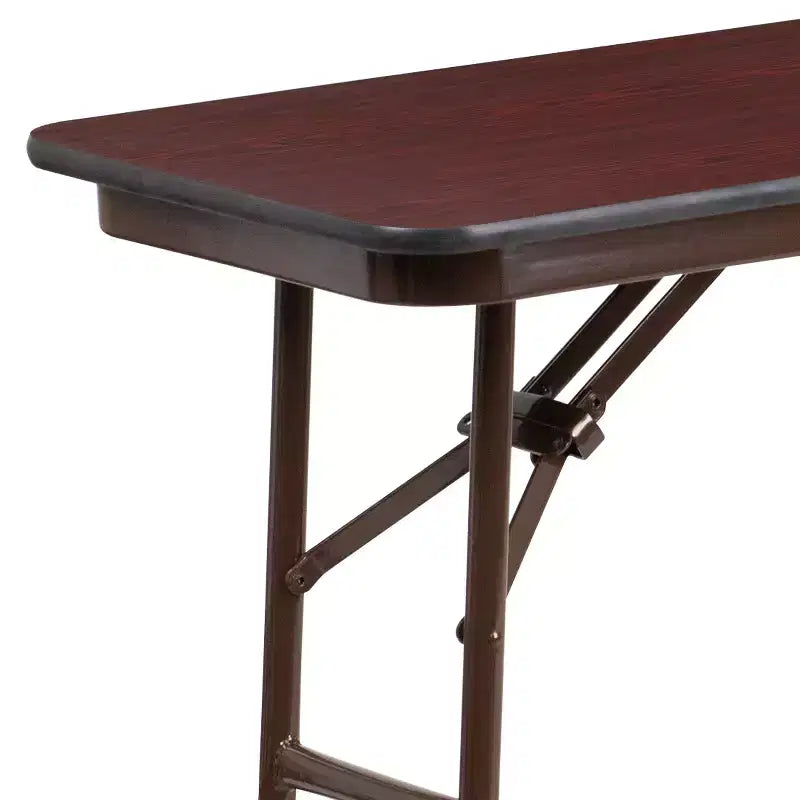 Emma and Oliver 5-Foot Mahogany Melamine Laminate Folding Training/Seminar Table - Event Table