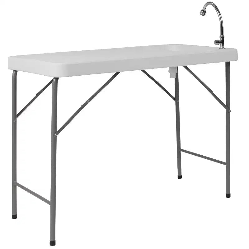 Emma and Oliver 4-Foot Portable Fish Cleaning Table / Outdoor Camping Table and Sink