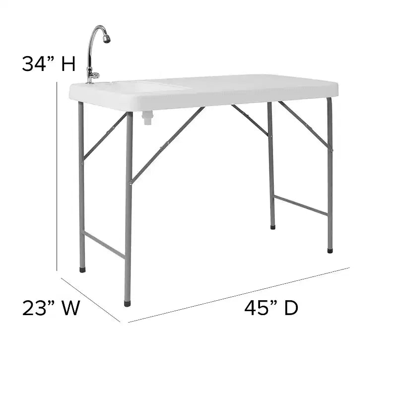 Emma and Oliver 4-Foot Portable Fish Cleaning Table / Outdoor Camping Table and Sink