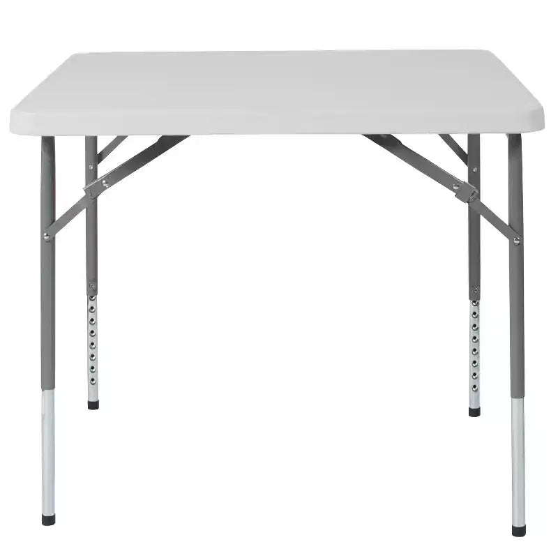 Emma and Oliver 2.79-Foot Square Height Adjustable Granite White Plastic Folding Table