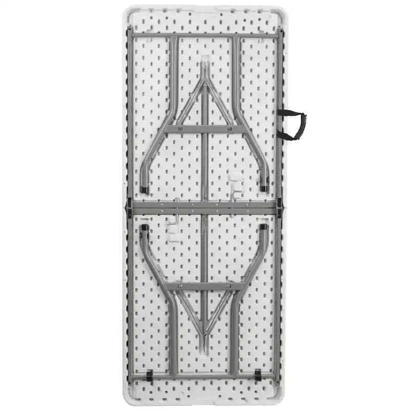 Emma and Oliver 6-Foot Bi-Fold Granite White Plastic Folding Table with Carrying Handle
