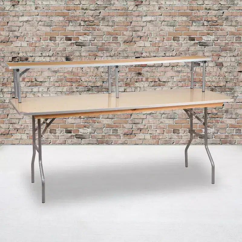 Emma and Oliver 72 x 12 x 12 Birchwood Bar Top Riser with Silver Legs